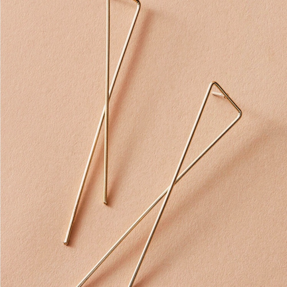 Gold Geo Long Bar Earrings Brand New! - Picture 2 of 6